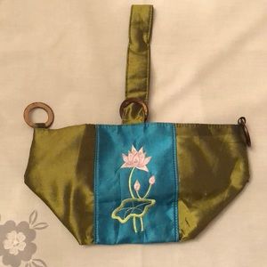 Satin Lotus Handbag Wristlet